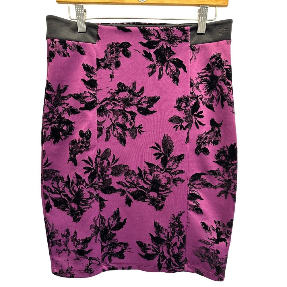 Vintage Popana Knit Velvet Women Pencil Skirt Coquette Goth Size L Purple